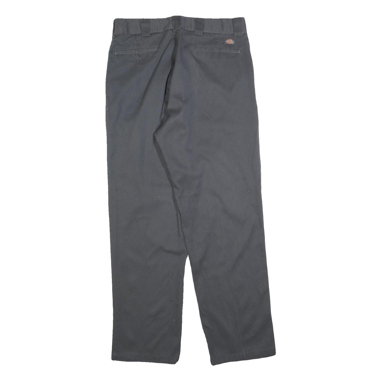 DICKIES Mens Cotton Blend Black Regular Straight Trousers W38 L34 Workwear Zip