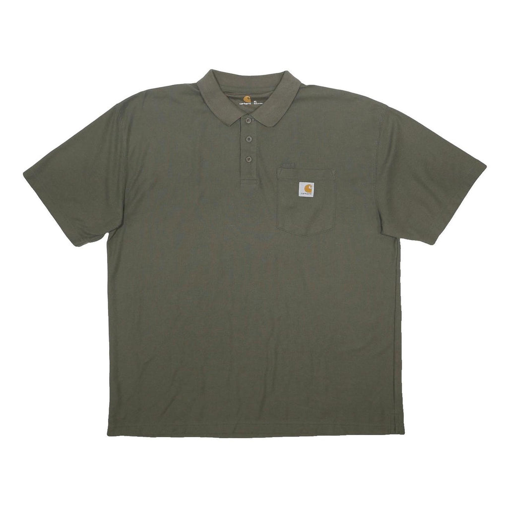 CARHARTT Mens Green Polo Shirt XL Short Sleeve Plain Pocket Logo Workwear