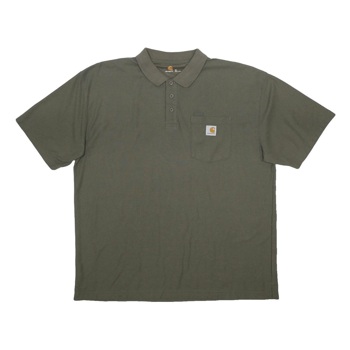 CARHARTT Mens Green Polo Shirt XL Short Sleeve Plain Pocket Logo Workwear