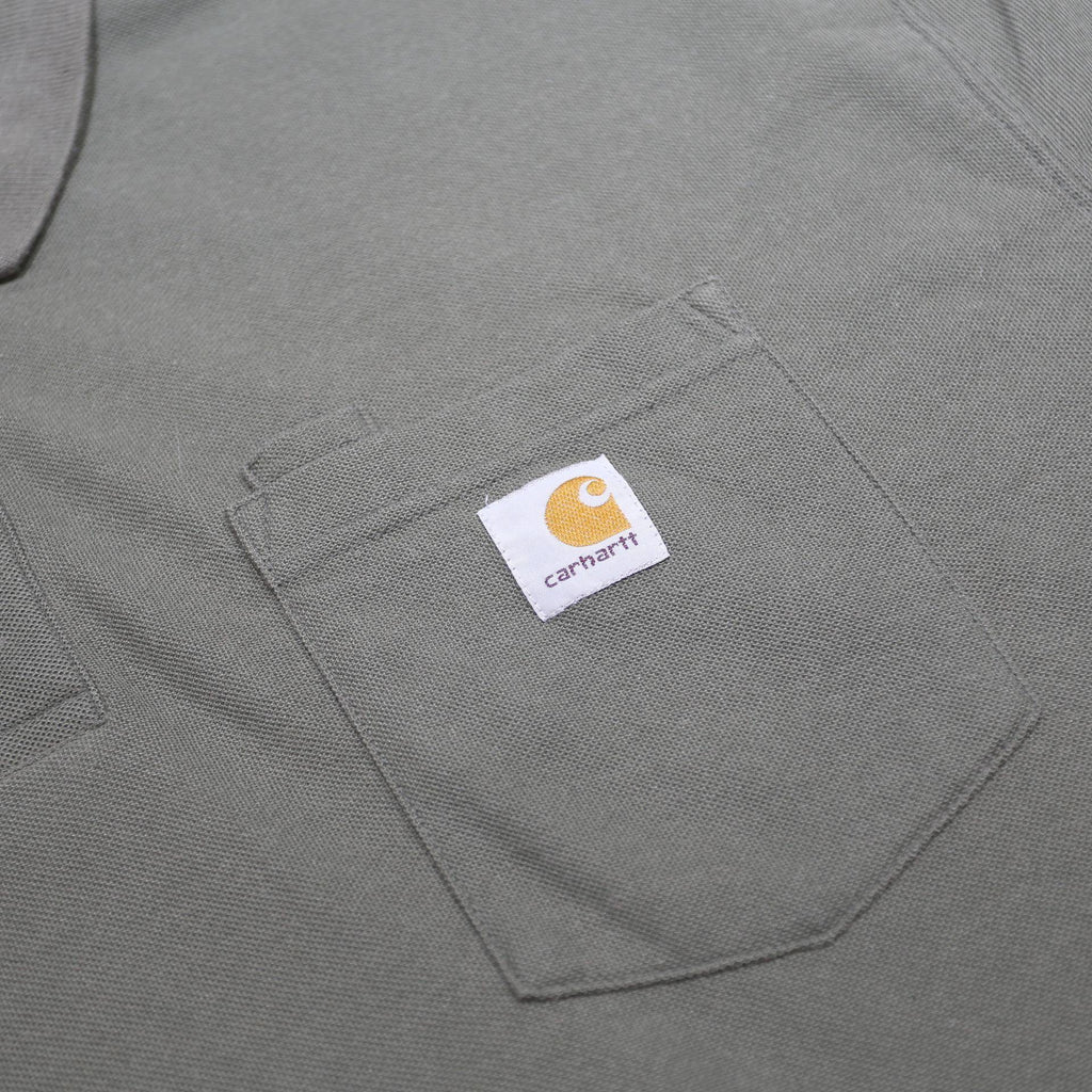 CARHARTT Mens Green Polo Shirt XL Short Sleeve Plain Pocket Logo Workwear