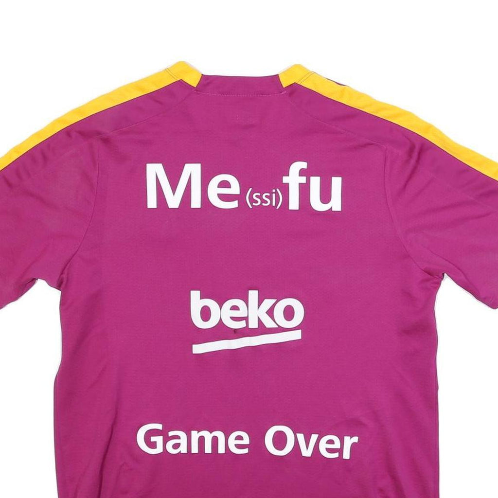 NIKE Mens Red & Yellow Football Shirt L Short Sleeve Crew Neck FCB Crest