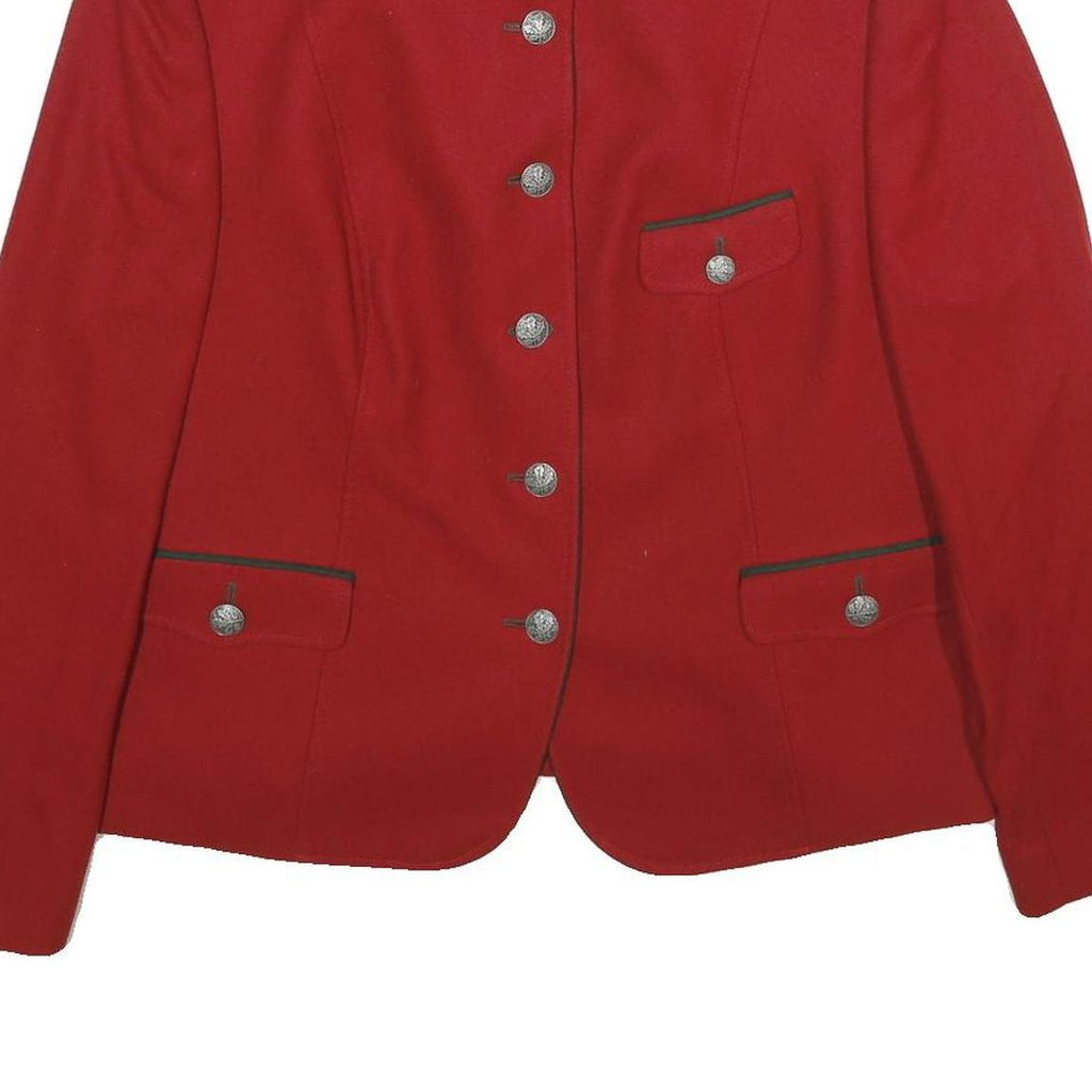 ALLWERK Womens Red Wool Button Jacket UK 18 Classic Tailored Plain Stylish