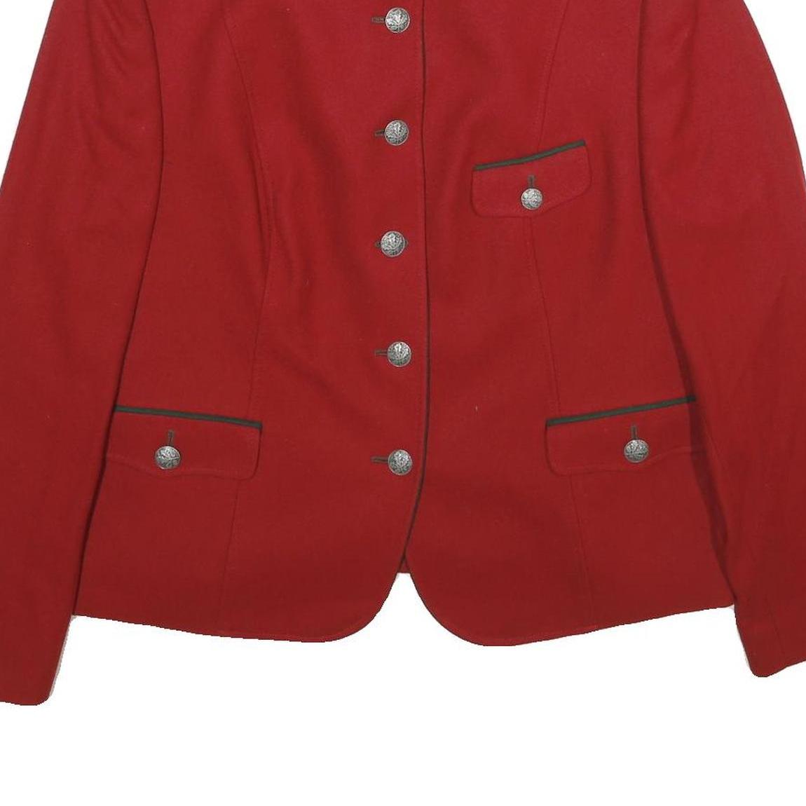 ALLWERK Womens Red Wool Button Jacket UK 18 Classic Tailored Plain Stylish