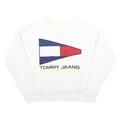 TOMMY JEANS Womens White Sailing Gear Crew Neck XS Cotton Blend Sweatshirt
