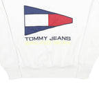 TOMMY JEANS Womens White Sailing Gear Crew Neck XS Cotton Blend Sweatshirt