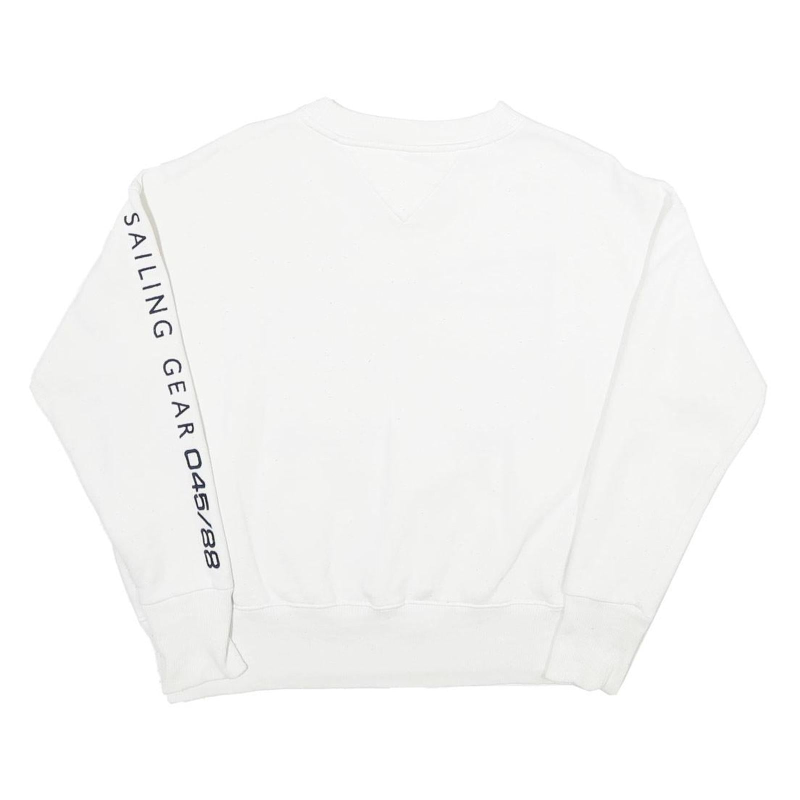 TOMMY JEANS Womens White Sailing Gear Crew Neck XS Cotton Blend Sweatshirt