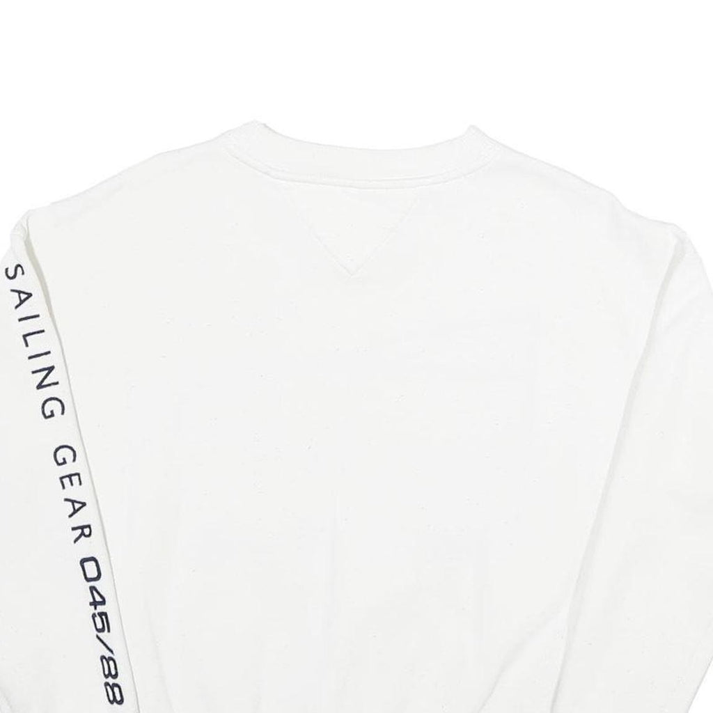 TOMMY JEANS Womens White Sailing Gear Crew Neck XS Cotton Blend Sweatshirt