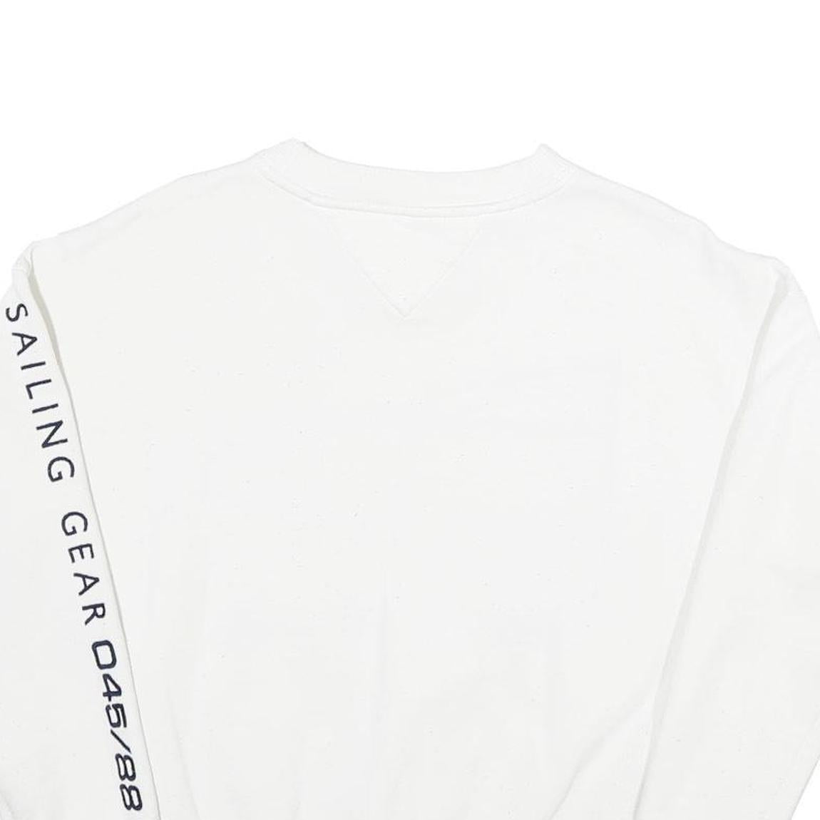 TOMMY JEANS Womens White Sailing Gear Crew Neck XS Cotton Blend Sweatshirt