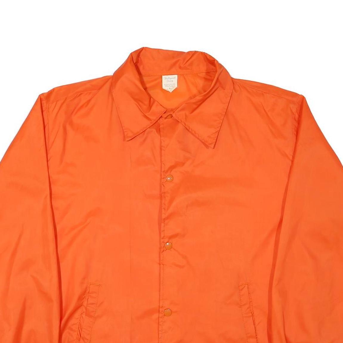 HOLLYWOOD DESIGN Mens Orange Nylon Button Jacket XL Plain Classic Casual