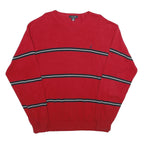 NAUTICA Mens Red Striped Cotton Jumper Crew Neck Basic Knit XL Classic Casual