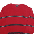 NAUTICA Mens Red Striped Cotton Jumper Crew Neck Basic Knit XL Classic Casual