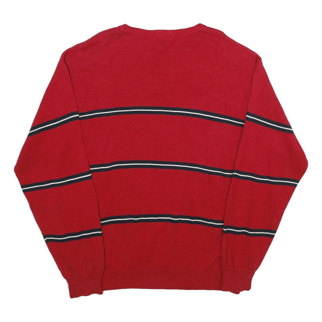 NAUTICA Mens Red Striped Cotton Jumper Crew Neck Basic Knit XL Classic Casual