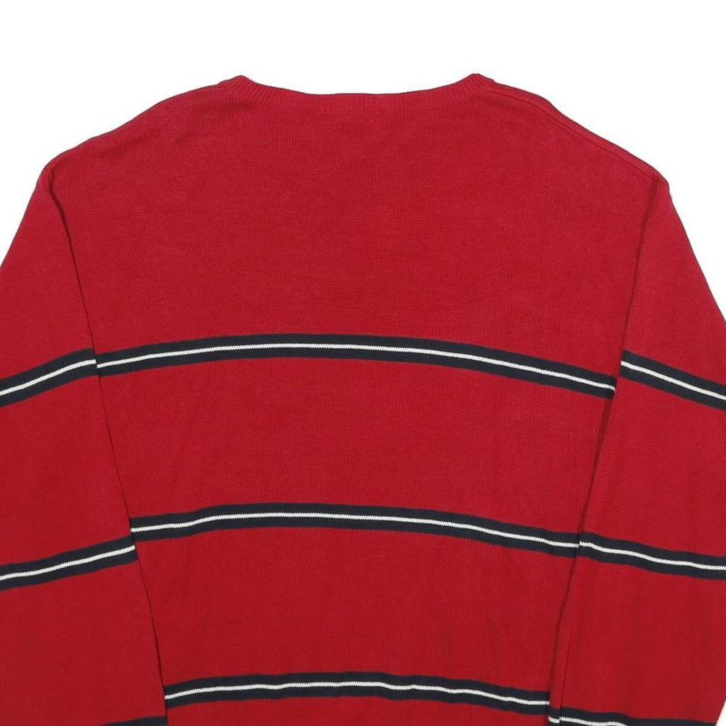 NAUTICA Mens Red Striped Cotton Jumper Crew Neck Basic Knit XL Classic Casual