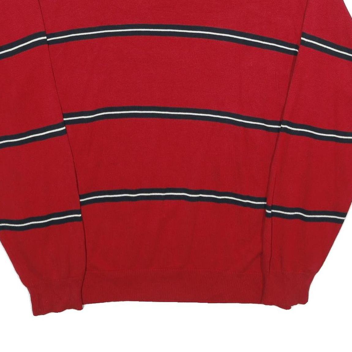 NAUTICA Mens Red Striped Cotton Jumper Crew Neck Basic Knit XL Classic Casual