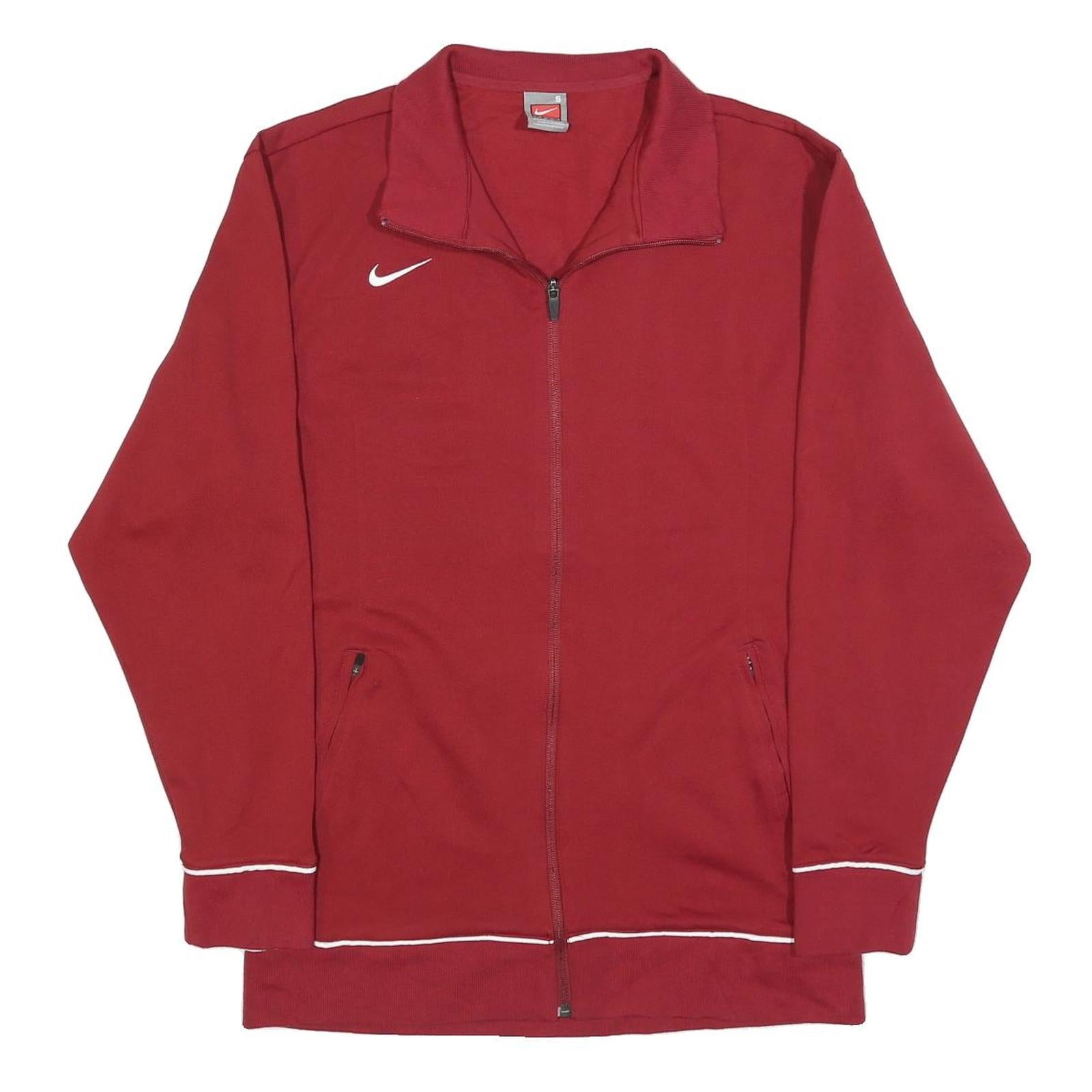 NIKE Mens Red Jacket S Polyester Blend Plain Zip Sports Casual Lightweight