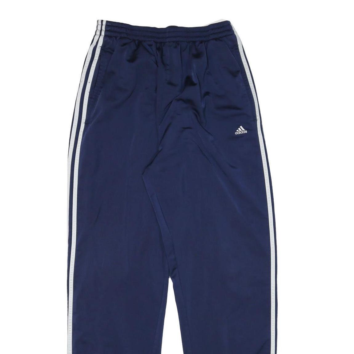 ADIDAS Mens Joggers Navy Blue White XL W27 L31 Classic Regular Fit Side Striped