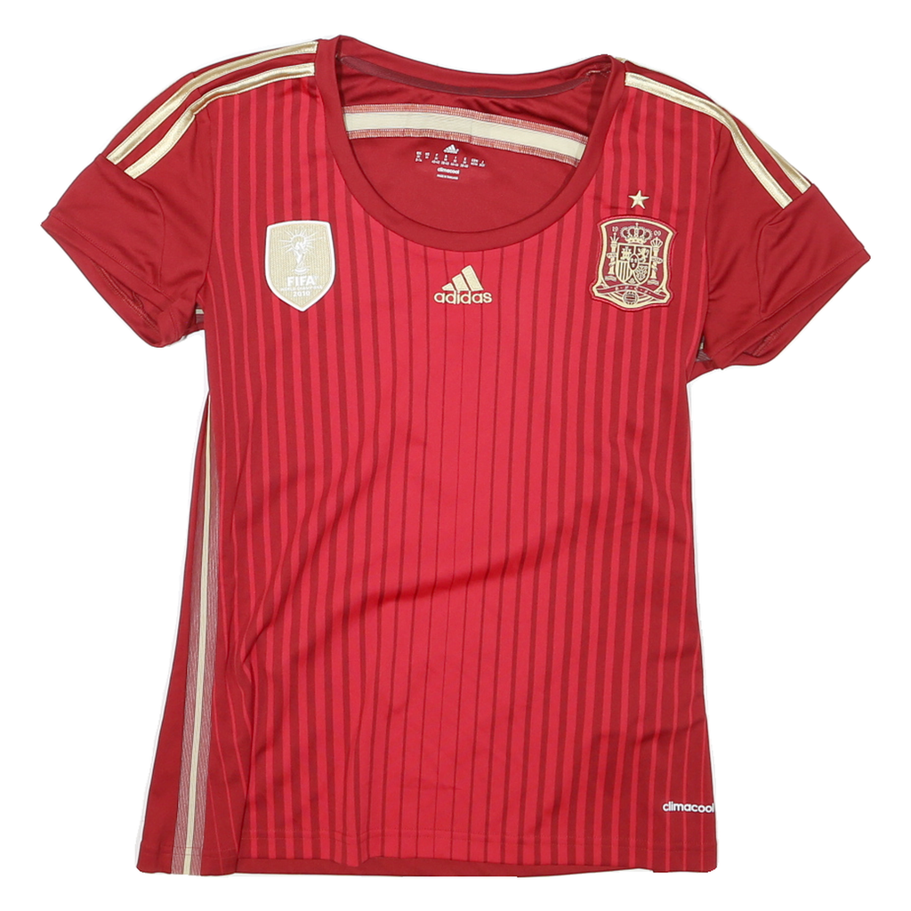 ADIDAS Womens Red & Gold Modern T-Shirt M Short Sleeve Round Neck Sporting Style