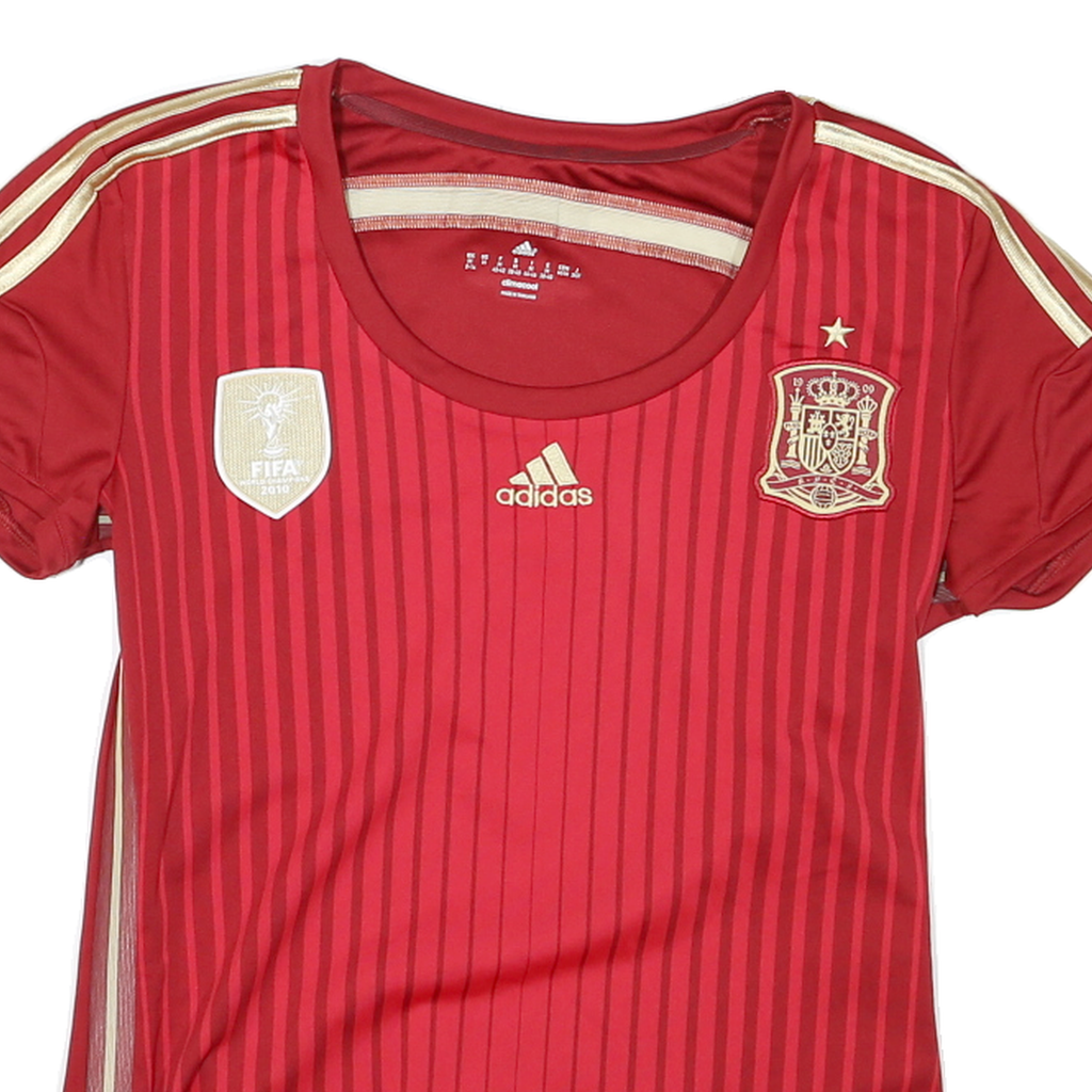 ADIDAS Womens Red & Gold Modern T-Shirt M Short Sleeve Round Neck Sporting Style