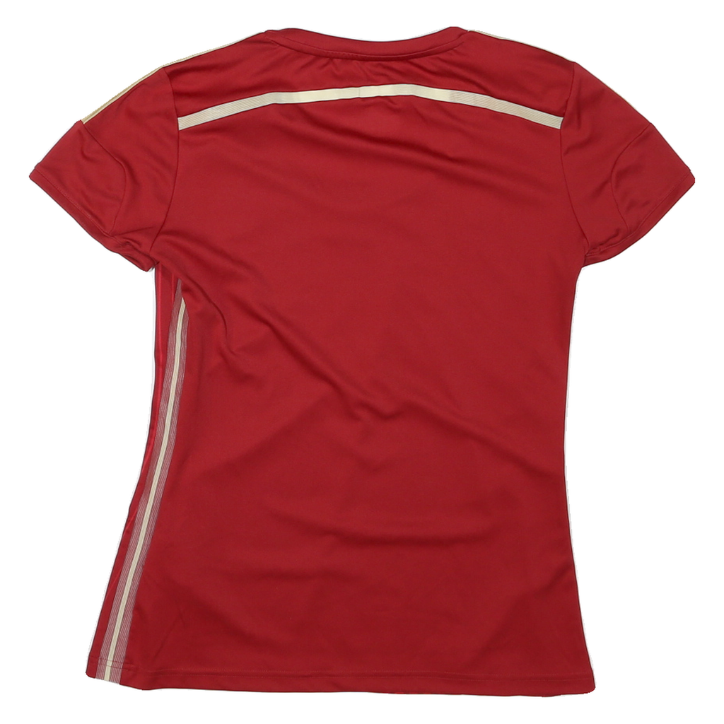 ADIDAS Womens Red & Gold Modern T-Shirt M Short Sleeve Round Neck Sporting Style