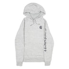 CARHARTT Womens Grey Hoodie XS Logo Graphic Cotton Blend Pullover