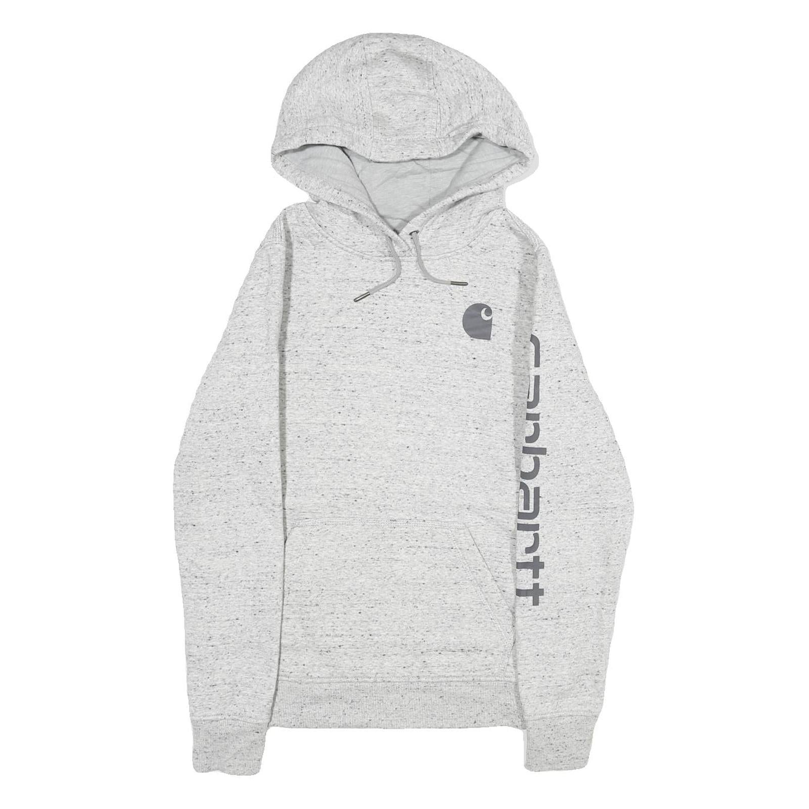 CARHARTT Womens Grey Hoodie XS Logo Graphic Cotton Blend Pullover