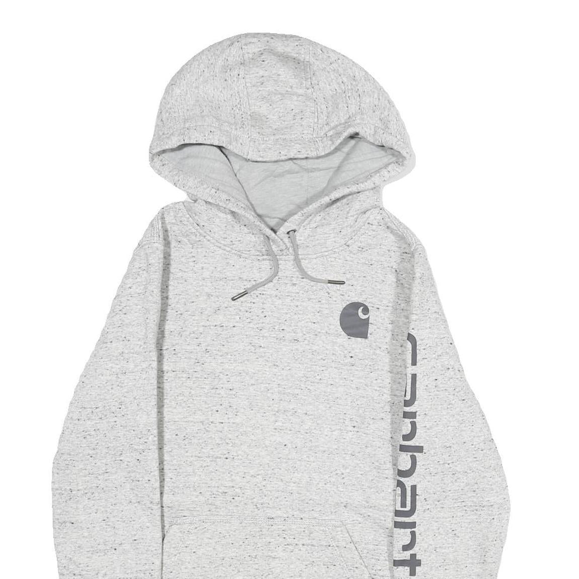 CARHARTT Womens Grey Hoodie XS Logo Graphic Cotton Blend Pullover