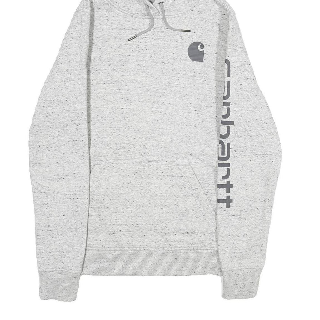 CARHARTT Womens Grey Hoodie XS Logo Graphic Cotton Blend Pullover