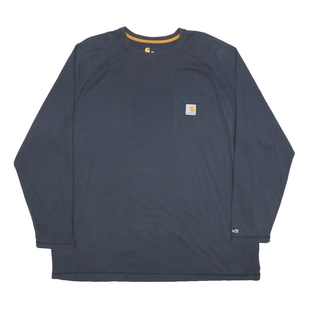 CARHARTT Mens Blue Long Sleeve Crew Neck Pocket T-Shirt 2XL Workwear Casual