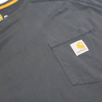 CARHARTT Mens Blue Long Sleeve Crew Neck Pocket T-Shirt 2XL Workwear Casual