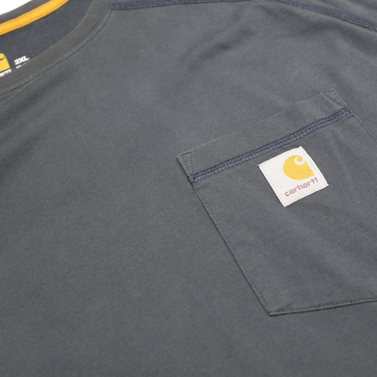 CARHARTT Mens Blue Long Sleeve Crew Neck Pocket T-Shirt 2XL Workwear Casual