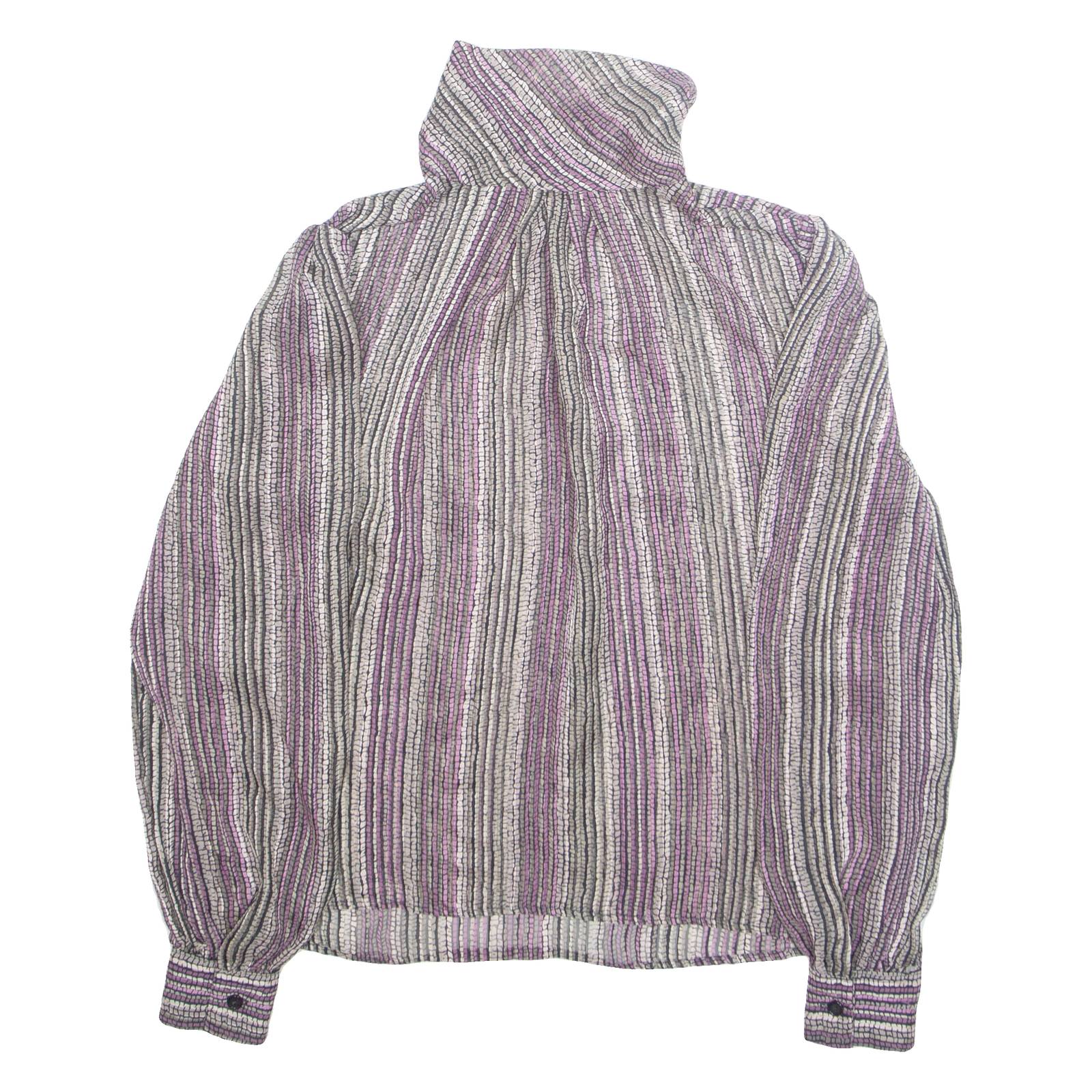 ANNA KRISTE Womens Printed Blouse Purple Long Sleeve Crazy Pattern M
