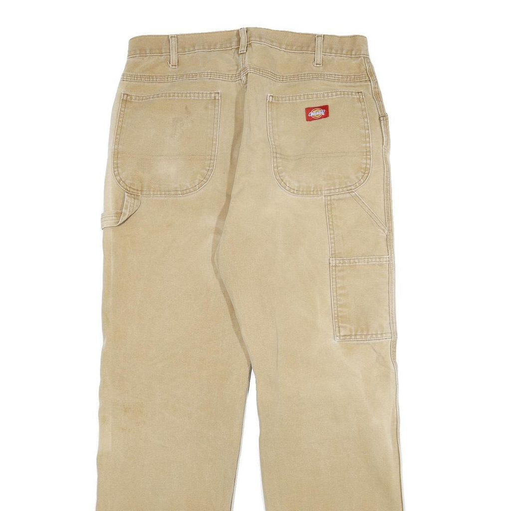 DICKIES Mens Regular Fit Beige Cotton Blend Workwear Trousers W32 L32 Durable