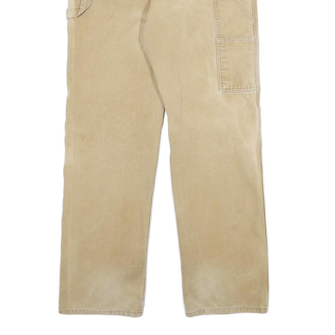 DICKIES Mens Regular Fit Beige Cotton Blend Workwear Trousers W32 L32 Durable