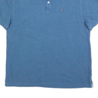 TOMMY HILFIGER Mens Blue Short Sleeve Plain Polo Shirt XL Classic Cotton