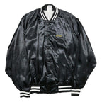 SPORTSMASTER Mens Black Nylon Button Jacket 2XL Striped Ribbed President's Club