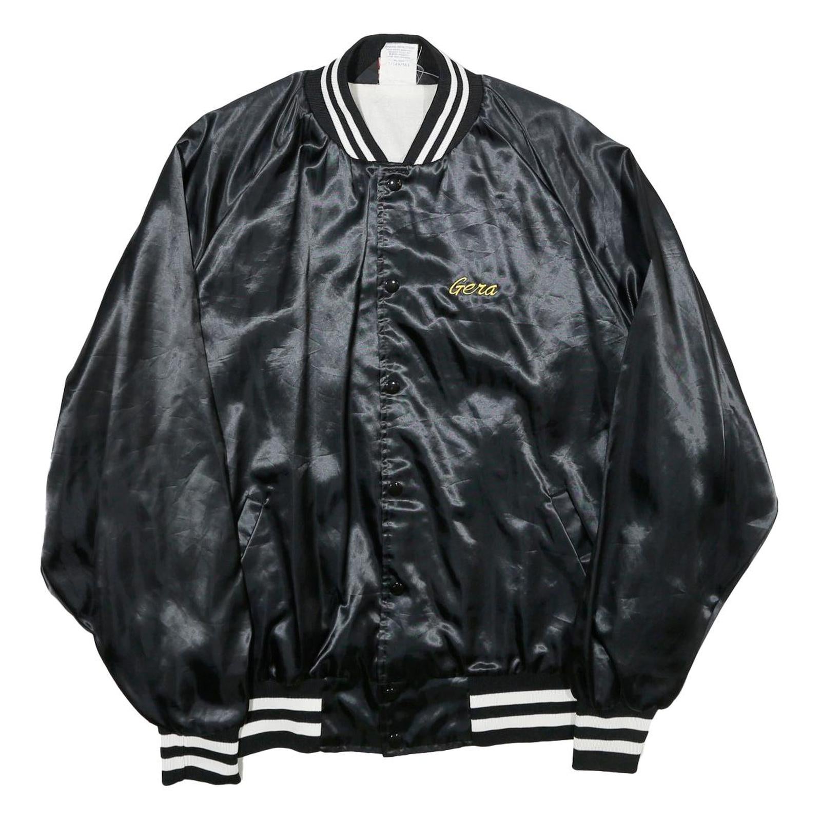 SPORTSMASTER Mens Black Nylon Button Jacket 2XL Striped Ribbed President's Club