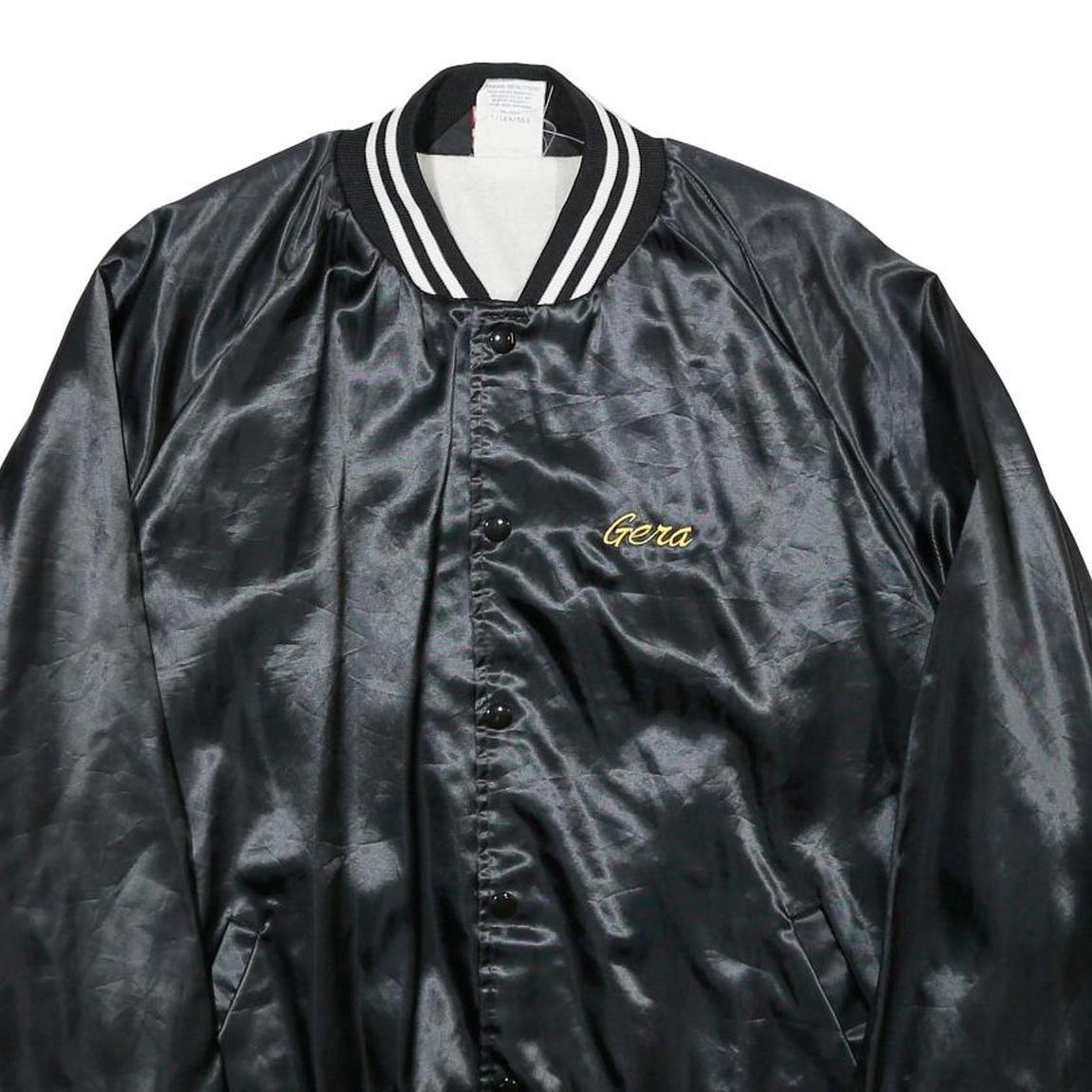 SPORTSMASTER Mens Black Nylon Button Jacket 2XL Striped Ribbed President's Club