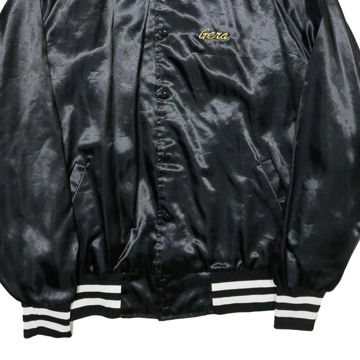 SPORTSMASTER Mens Black Nylon Button Jacket 2XL Striped Ribbed President's Club