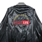 SPORTSMASTER Mens Black Nylon Button Jacket 2XL Striped Ribbed President's Club