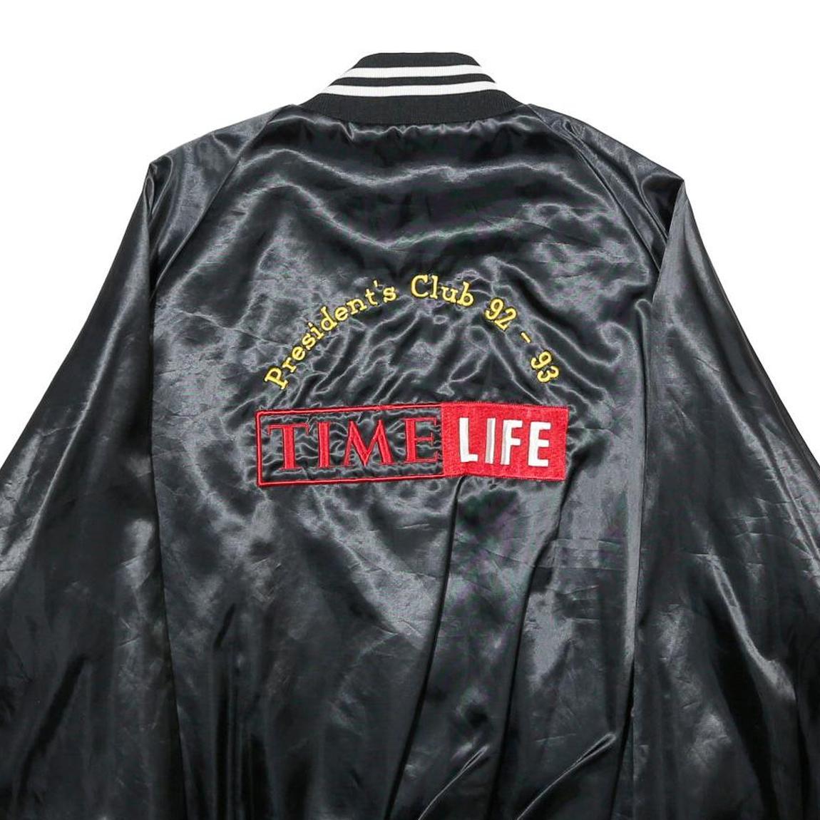 SPORTSMASTER Mens Black Nylon Button Jacket 2XL Striped Ribbed President's Club