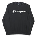 CHAMPION Mens Black Cotton Blend Crew Neck M Sweatshirt Logo Print Pullover