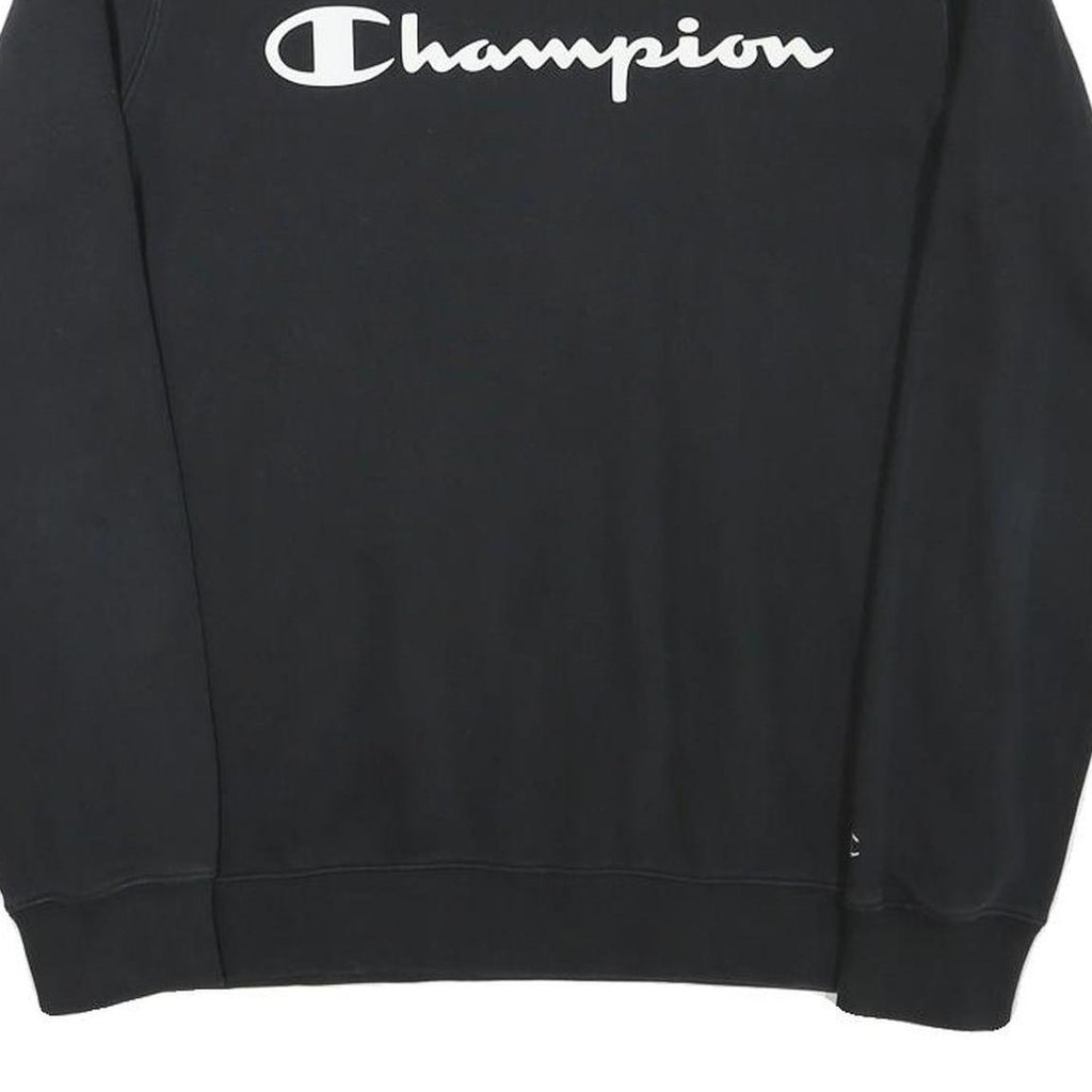 CHAMPION Mens Black Cotton Blend Crew Neck M Sweatshirt Logo Print Pullover
