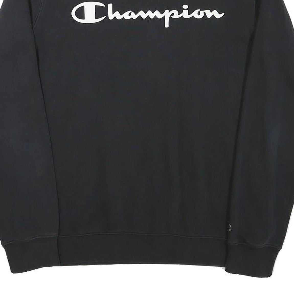 CHAMPION Mens Black Cotton Blend Crew Neck M Sweatshirt Logo Print Pullover