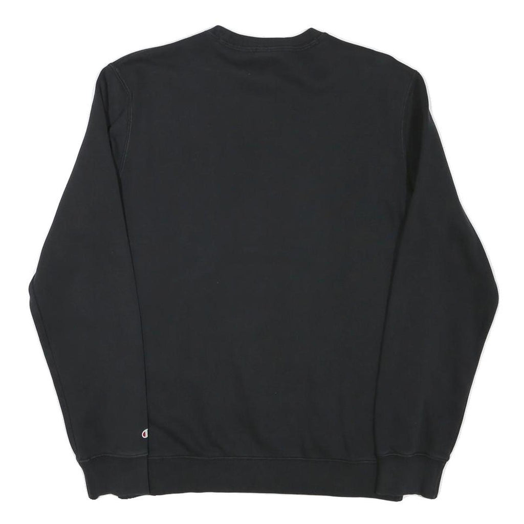 CHAMPION Mens Black Cotton Blend Crew Neck M Sweatshirt Logo Print Pullover