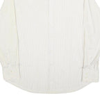 HUGO BOSS Mens White & Cream Striped Shirt L Smart Polyester Blend Formal