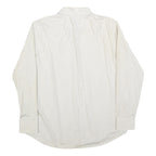 HUGO BOSS Mens White & Cream Striped Shirt L Smart Polyester Blend Formal