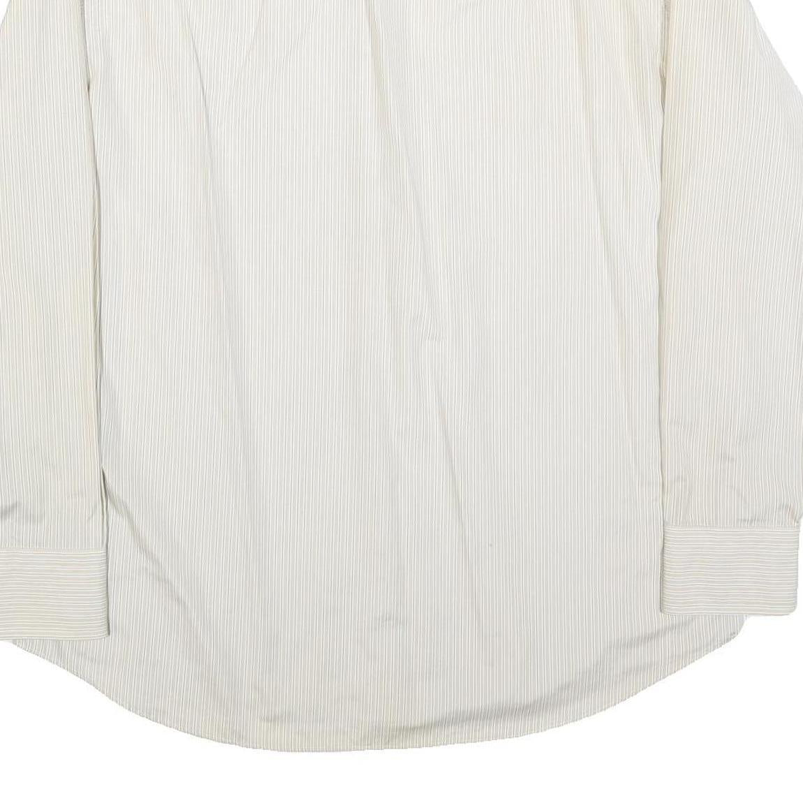 HUGO BOSS Mens White & Cream Striped Shirt L Smart Polyester Blend Formal