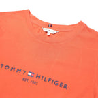 TOMMY HILFIGER Mens Orange Cotton Blend T-Shirt S Short Sleeve Crew Neck Logo