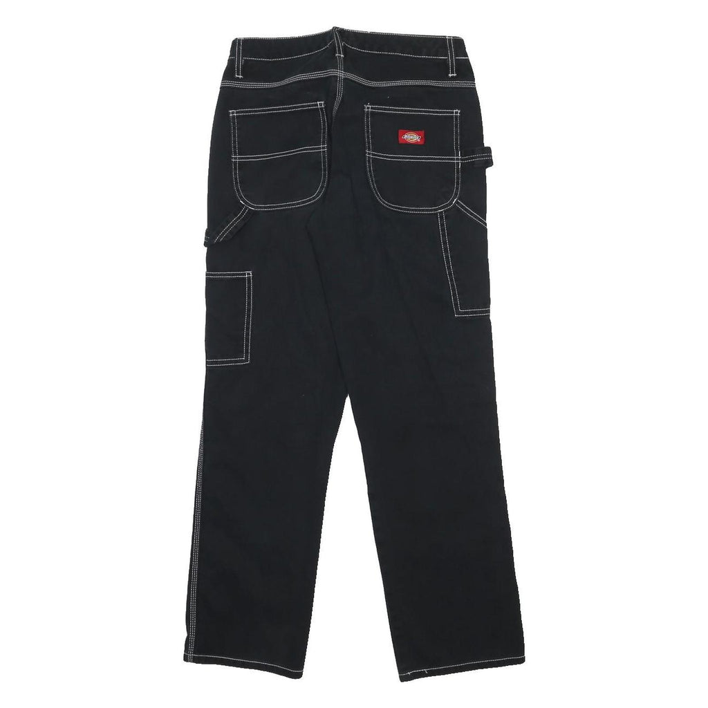 DICKIES Womens Regular Black Jeans Denim W26 L29 Contrast Stitching Zip Closure