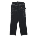 DICKIES Womens Regular Black Jeans Denim W26 L29 Contrast Stitching Zip Closure